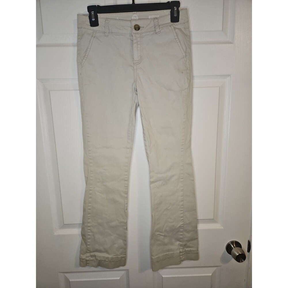 SO Pants Juniors Girls Size 5 Bootcut Stretch Tan Khaki 28 Waist 28 Inseam
